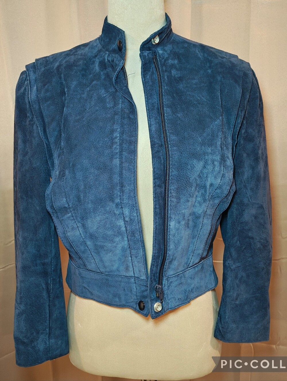 🔥Rare Vintage 80s SKINS by WOOLRICH Teal Blue Suede Cropped Jacket🔥